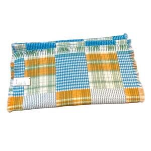 Urban Outfitters Plaid Fringe Scarf / Wrap in Blue Green Orange White NWOT